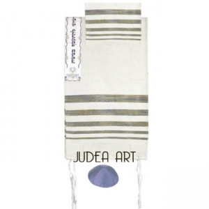 Tallit - Raw Silk with Embroidered Atara 42" x 77" 1