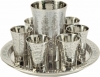 Set of 6 Cups + Kiddush Cup - Hammer work- Nickel